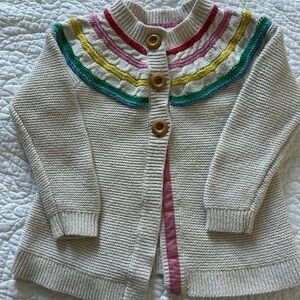 Mini Boden Colorful Stripped Girls Chunky Cardigan Sweater Size 5-6Y 116cm